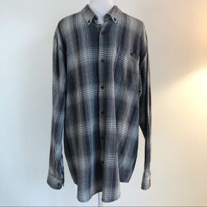 Northwest Territory Grey Cream Plaid Flannel Button Down Shirt, size 2XLT